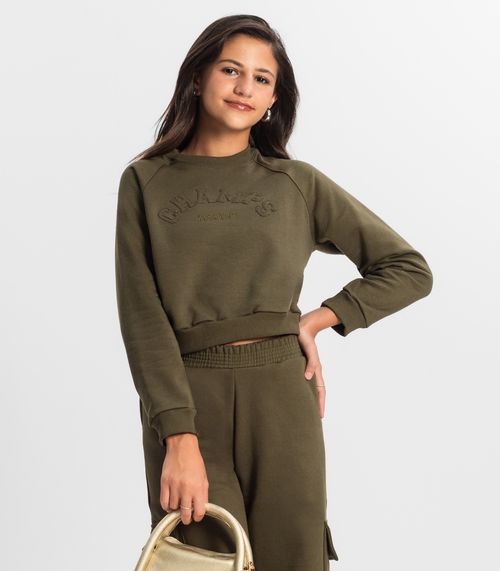 Blusão Juvenil Feminino Em Moletom Minty Verde