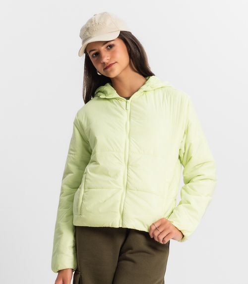 Jaqueta Puffer Juvenil Feminina Com Capuz Minty Verde