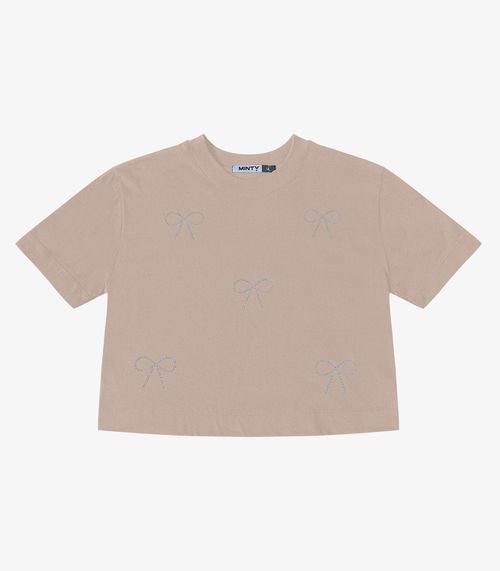 T- Shirt Feminina Meia Malha Minty Marrom