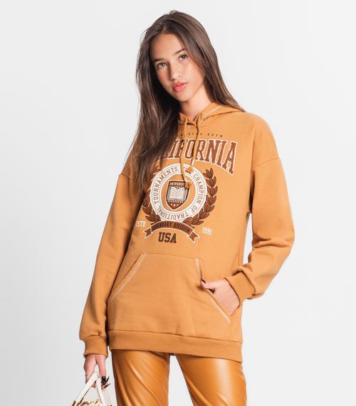 Moletom Juvenil Feminino Com Capuz Minty Marrom