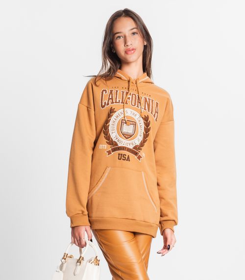 Moletom Juvenil Feminino Com Capuz Minty Marrom