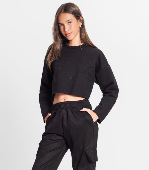 Moletom Juvenil Feminino Em Moletom Minty Preto