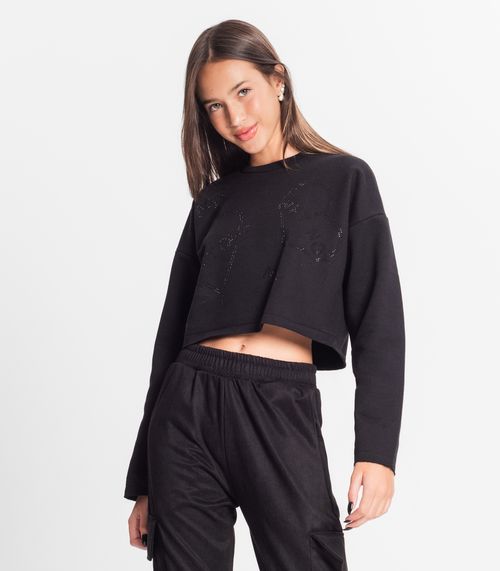 Moletom Juvenil Feminino Em Moletom Minty Preto