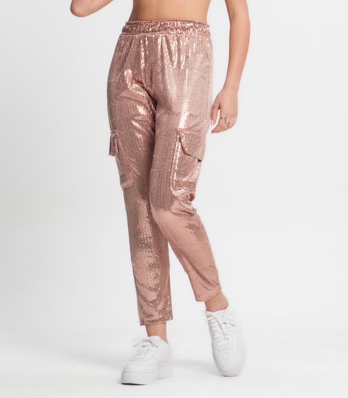 Calça Reta Juvenil Em Paetê Minty Unica