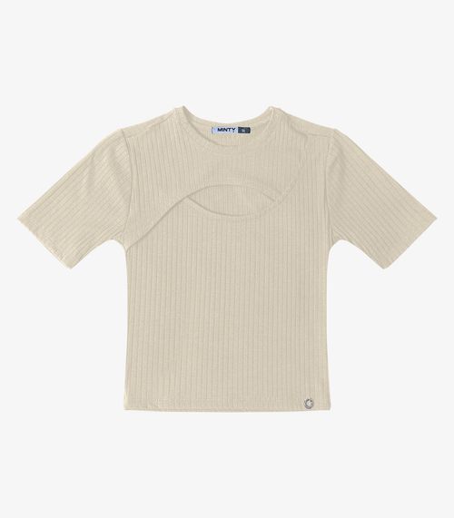 Blusa Canelada Feminina Minty Bege