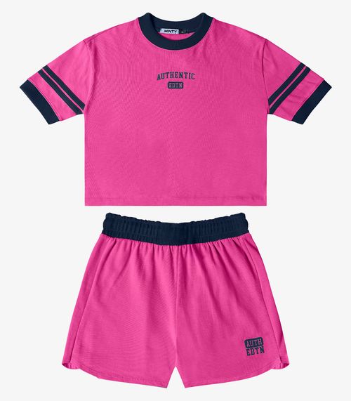 Conjunto Blusa Com Shorts Malhão Feminino Minty Rosa