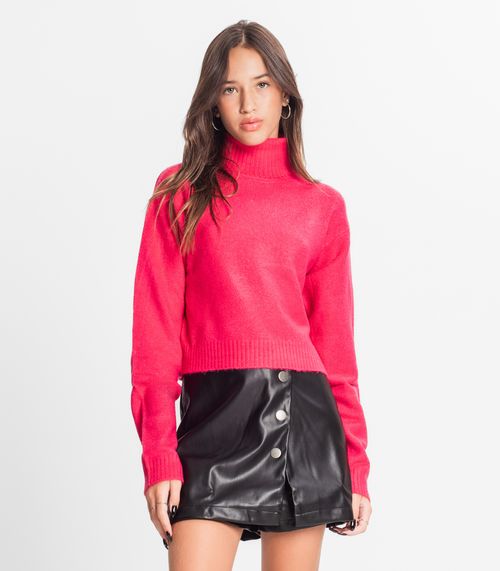 Moletom Juvenil Feminino Em Tricot Gola Alta Minty Rosa