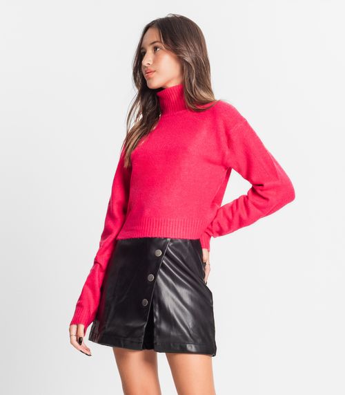 Moletom Juvenil Feminino Em Tricot Gola Alta Minty Rosa