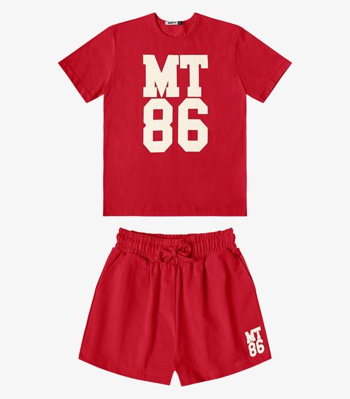 Conjunto Blusa Com Shorts Feminino Minty Vermelho