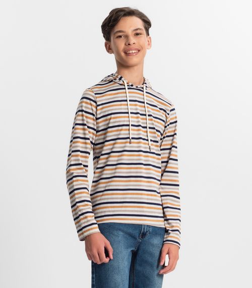 Camiseta Juvenil Menino Listrada Minty Marrom