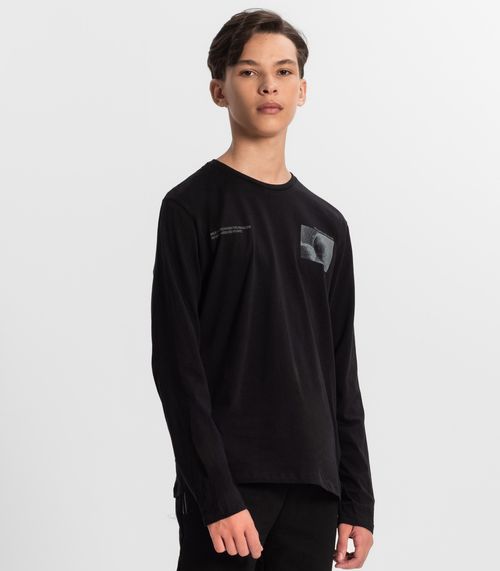 Camiseta Juvenil Menino Manga Longa Minty Preto