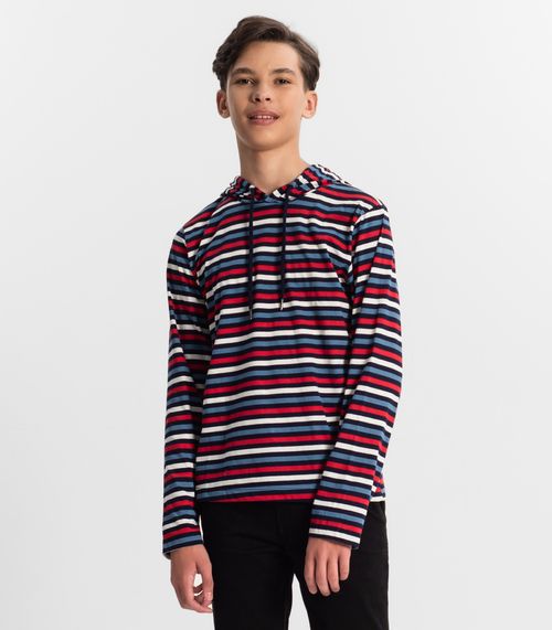 Camiseta Juvenil Menino Listrada Minty Azul