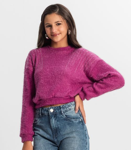 Blusão Juvenil Feminino Em Tricot Minty Roxo