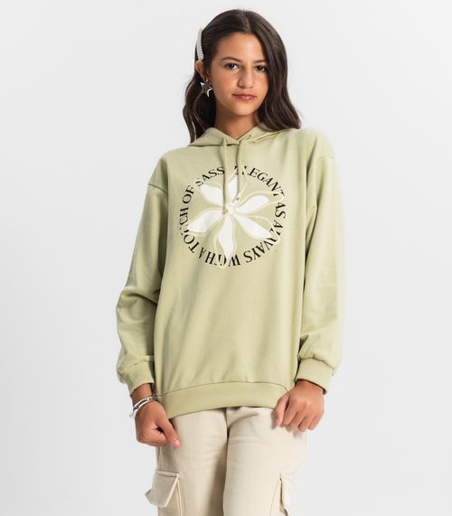 Moletom Juvenil Feminino Com Capuz Minty Verde