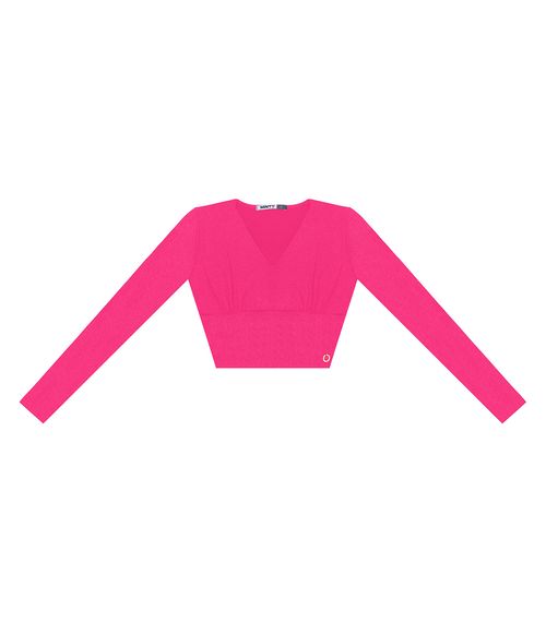 Blusa Cropped Juvenil Manga Longa Minty Rosa