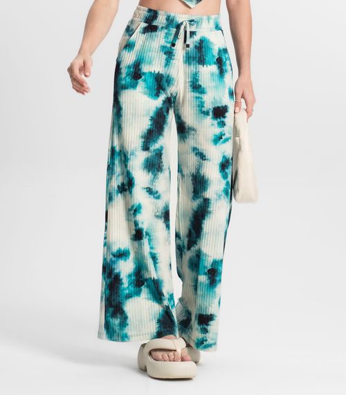 Calça Juvenil Pantalona Em Ribana Canelada Minty Verde