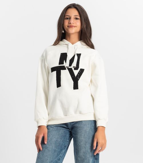 Moletom Juvenil Feminino Com Capuz Minty Bege