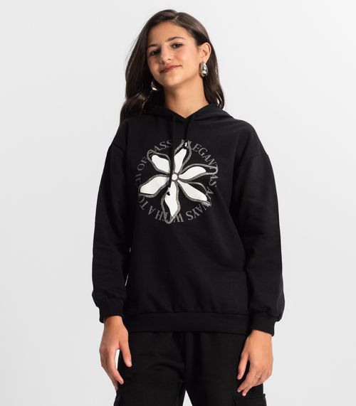 Moletom Juvenil Feminino Com Capuz Minty Preto