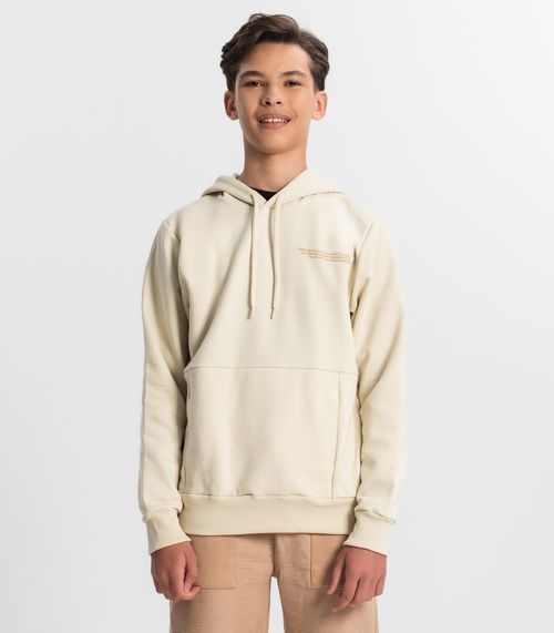 Moletom Juvenil Menino Com Capuz Minty Bege