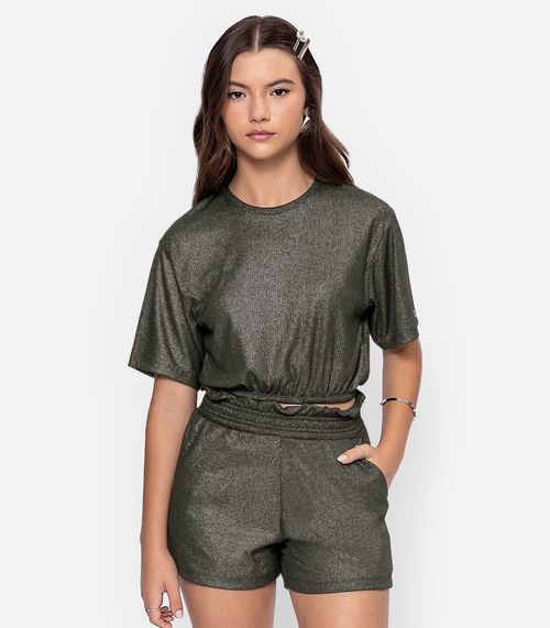 Conjunto Blusa Com Shorts Feminino Minty Verde