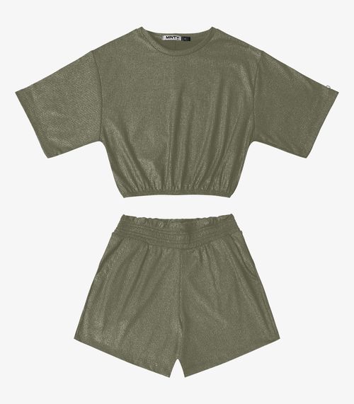 Conjunto Blusa Com Shorts Feminino Minty Verde