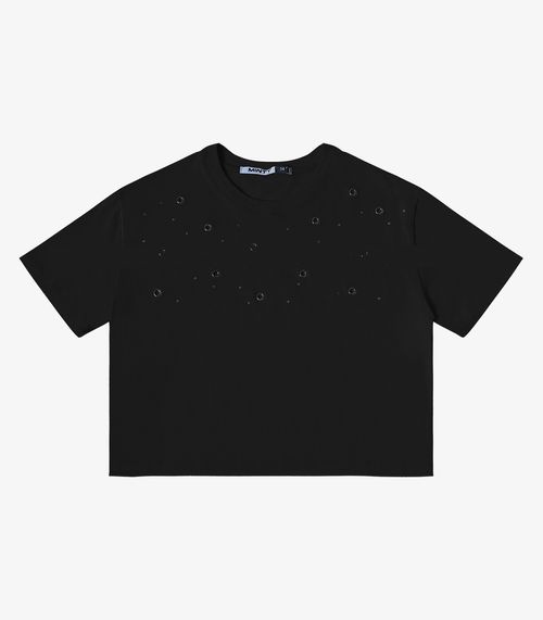 T- Shirt Meia Malha Feminina Minty Preto