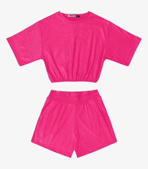 Conjunto Blusa Com Shorts Feminino Minty Rosa