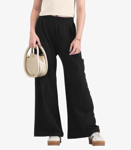 Calça Juvenil Wide Leg em Moletinho Basico Minty Preto