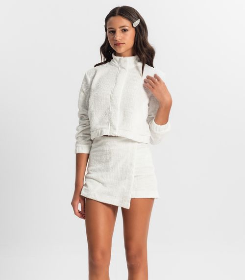 Shorts Saia Juvenil Em Tweed Minty Branco