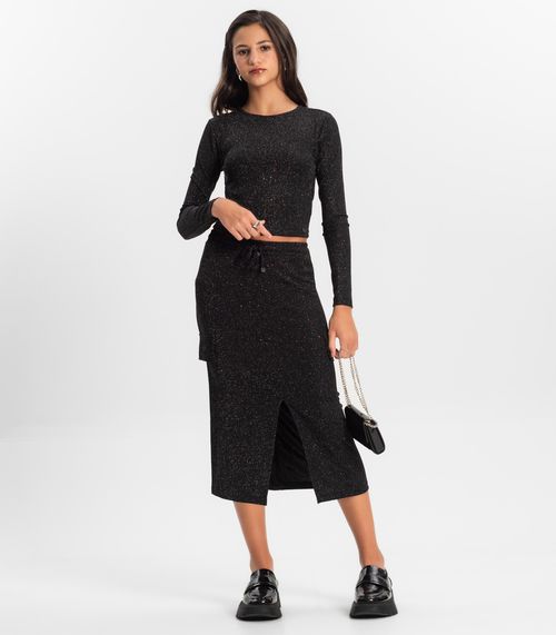 Saia Midi Juvenil Minty Preto