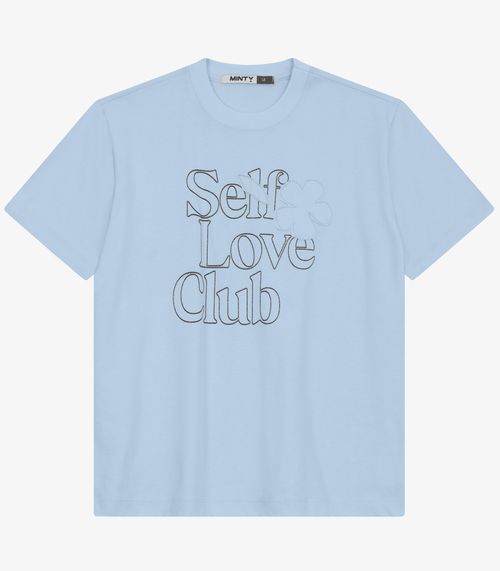 Camiseta Juvenil Manga Curta em Meia Malha Minty Azul