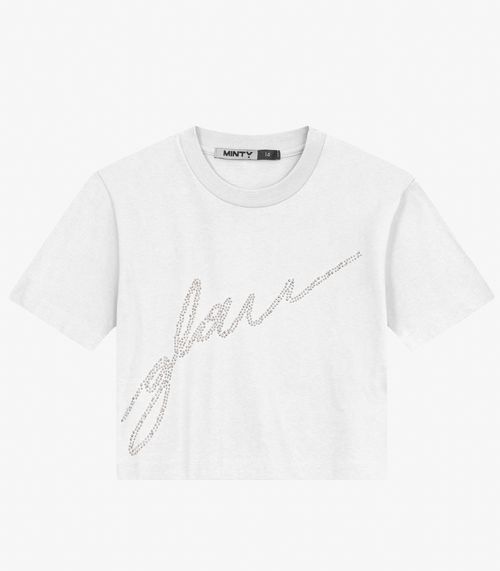 T- Shirt Juvenil Manga Curta em Meia Malha Minty Branco