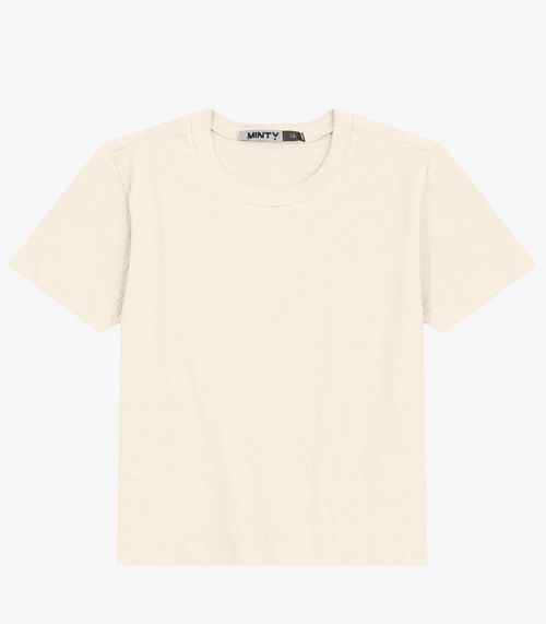 Blusa Juvenil Feminina em Malha Anarruga Minty Bege