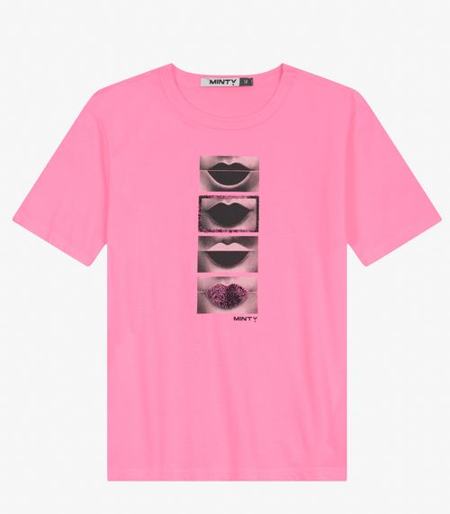 Camiseta T-Shirt Manga Curta em Meia Malha Minty Rosa