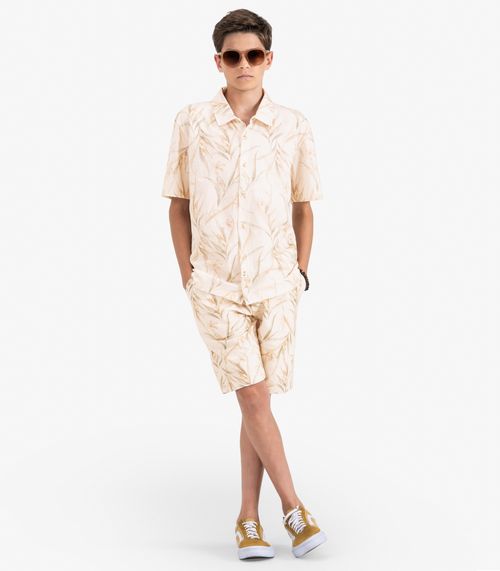 Bermuda Juvenil Masculina em Molecotton Minty Bege