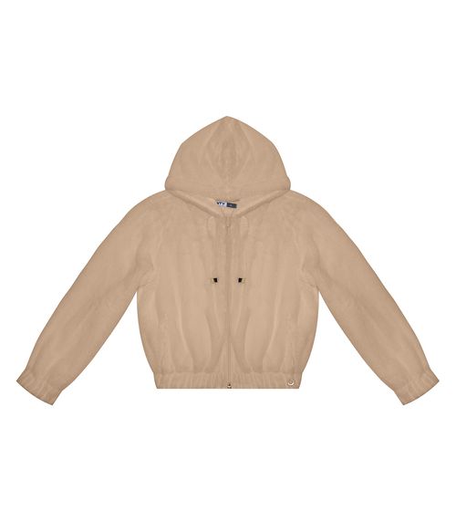 Jaqueta Juvenil Em Pelo Safira Com Capuz Minty Marrom