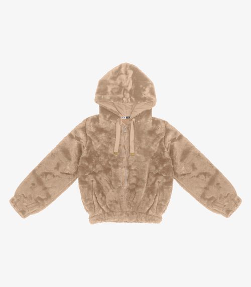 Jaqueta Juvenil Em Pelo Safira Com Capuz Minty Marrom