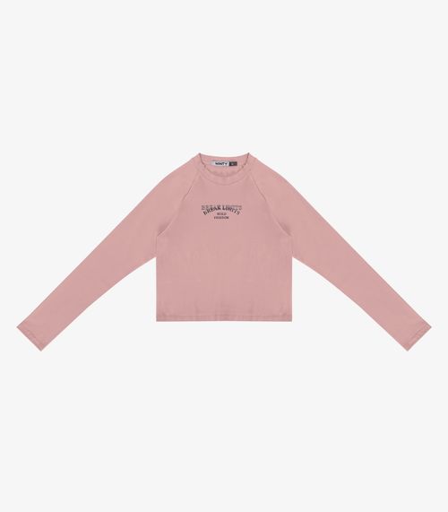 Blusa Juvenil Manga Longa Cotton Com Estampa Minty Rosa