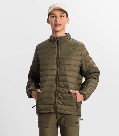 Jaqueta Puffer Juvenil Microfibra Masculina Minty Verde