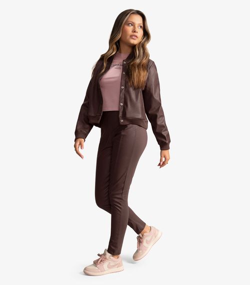 Legging Juvenil Em Material Sintético Minty Marrom