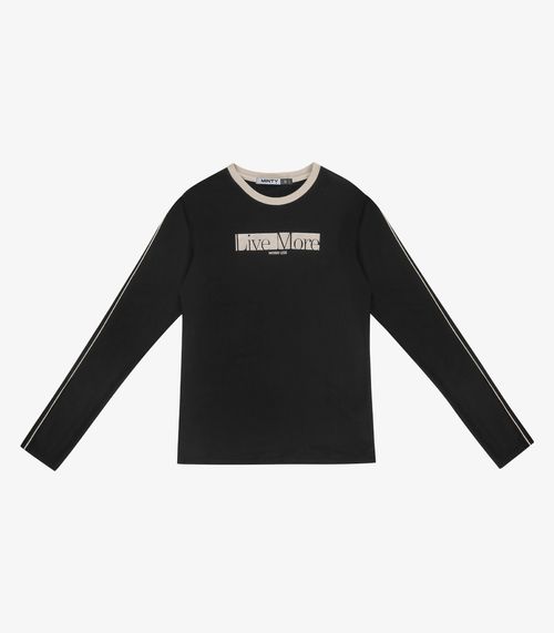 Blusa Juvenil Manga Longa Molecotton Estampa Minty Preto