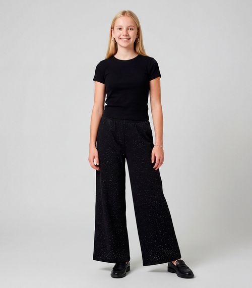 Calça Wide Leg Juvenil Em Moletom Minty Preto