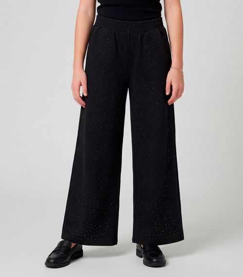Calça Wide Leg Juvenil Em Moletom Minty Preto