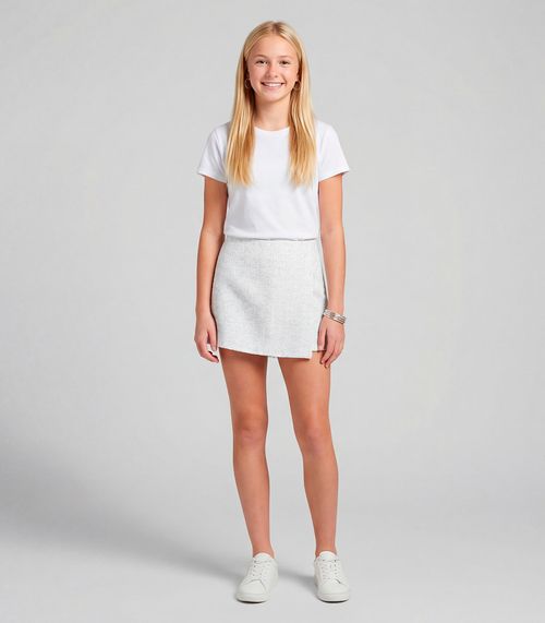 Shorts Saia Juvenil Em Tweed Minty Branco