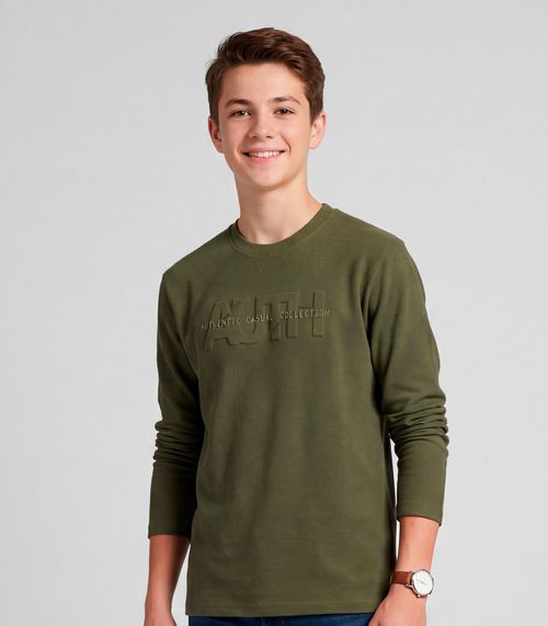 Camiseta Juvenil Manga Longa Meia Malha Minty Verde