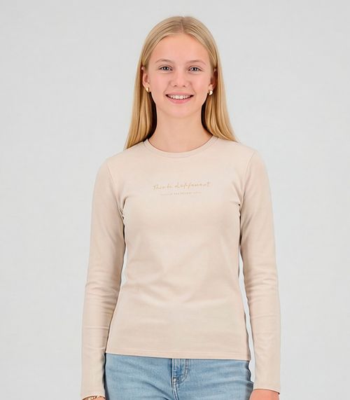 Blusa Juvenil Manga Longa Viscotorcion Minty Bege