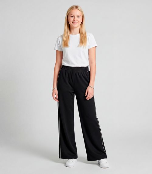 Calça Juvenil Wide Leg Moletom Felpado Minty Preto