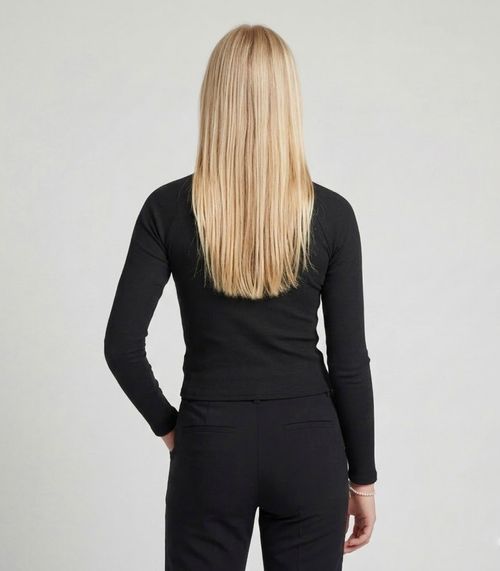 Blusa Juvenil Manga Longa Ribana Minty Preto