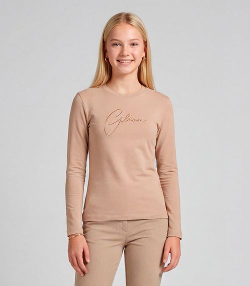 Blusa Juvenil Manga Longa Cotton Minty Marrom