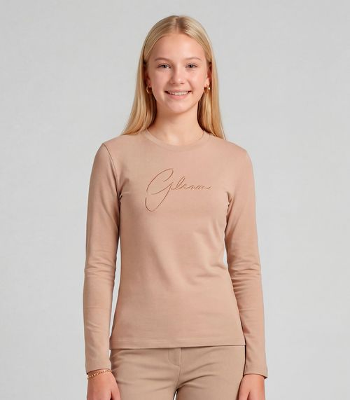 Blusa Juvenil Manga Longa Cotton Minty Marrom